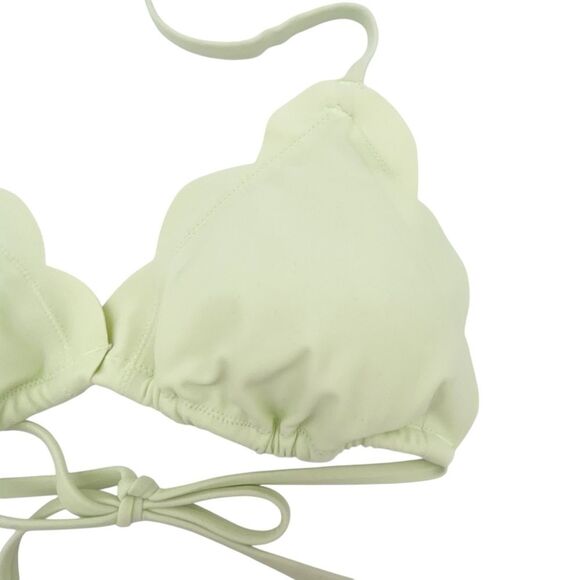 Abercrombie Scallop Triangle Bikini Set Size Large Light Green Swim Top Bottom - Picture 7 of 16